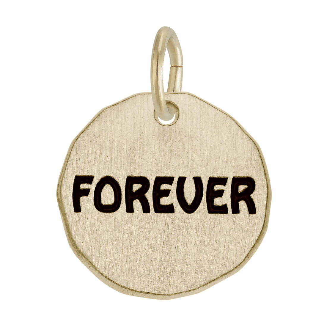 Black Enamel Forever Charm Tag Charm Rembrandt 10K or 14K Gold or 925 Silver