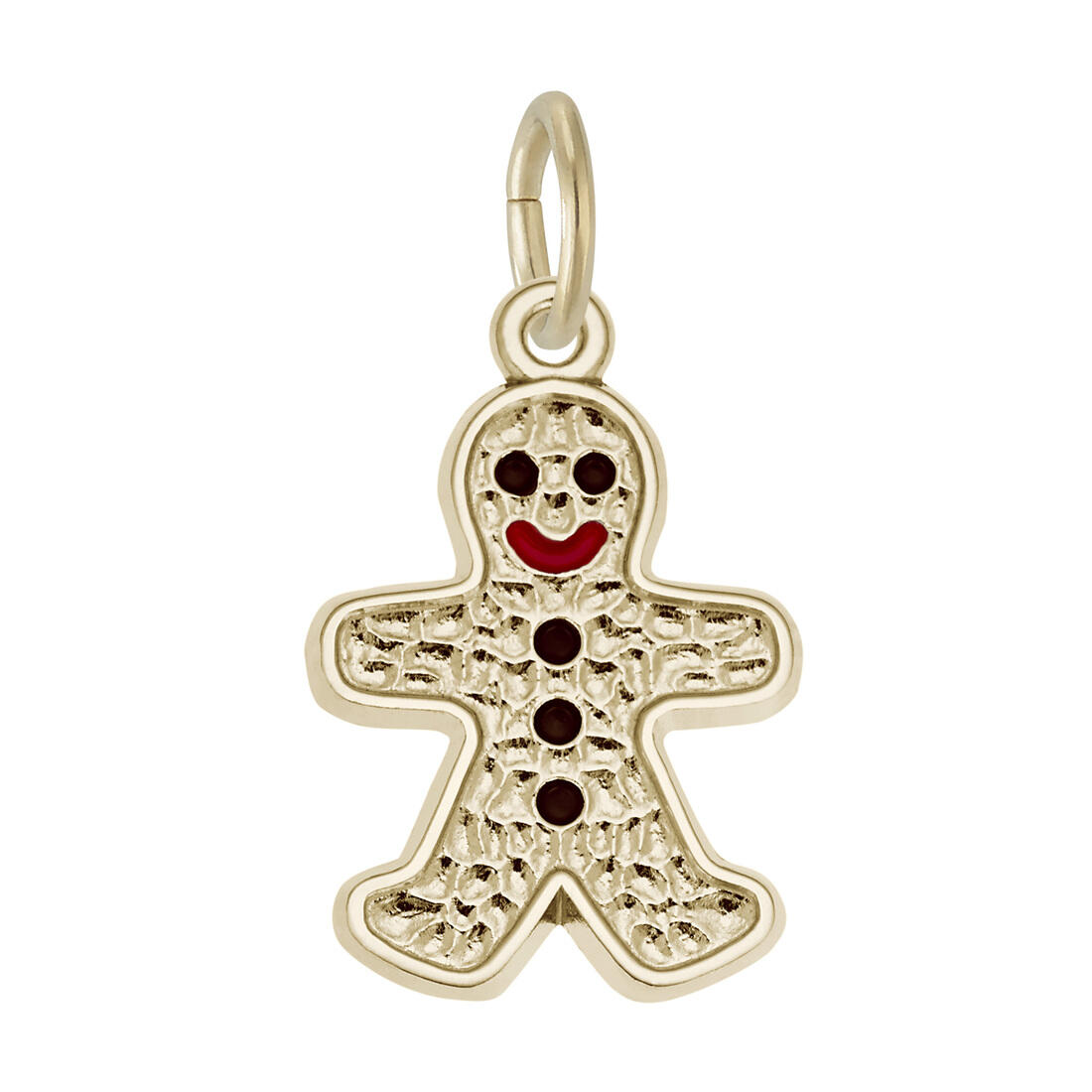 Black & Red Enamel Gingerbread Man Charm Rembrandt 10K or 14K Gold or 925 Silver