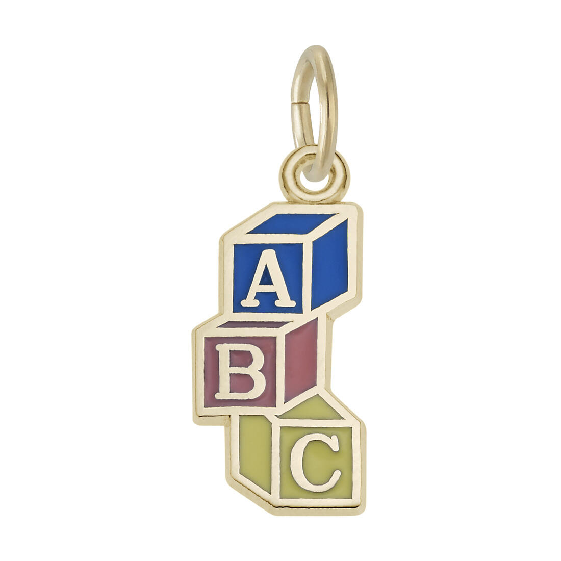 ABC Blocks w/ Enamel Charm Rembrandt 10K or 14K Gold or 925 Silver